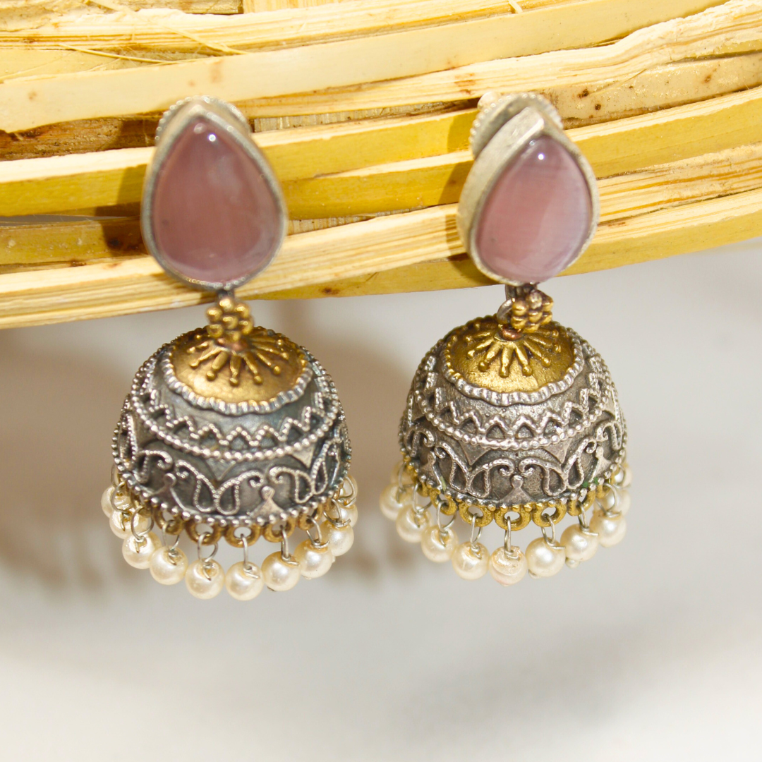 Pink Krishna Cow Motif Pendant Set