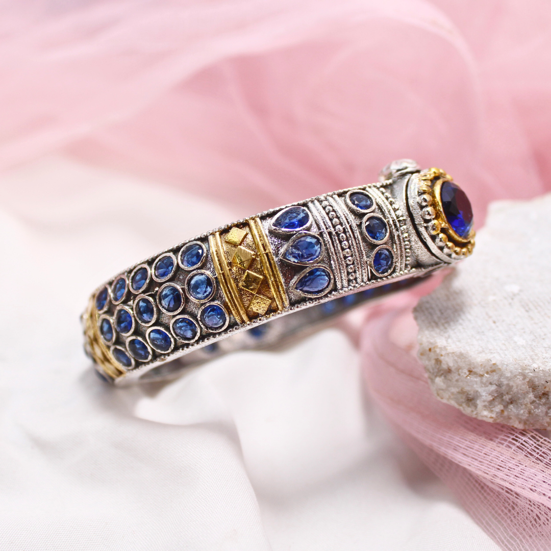 Rajwadi Kada – Vintage Heritage Kada with Traditional Blue Stone