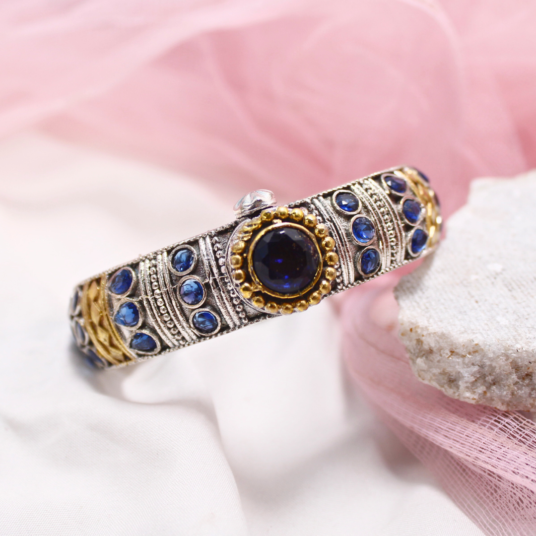 Rajwadi Kada – Vintage Heritage Kada with Traditional Blue Stone