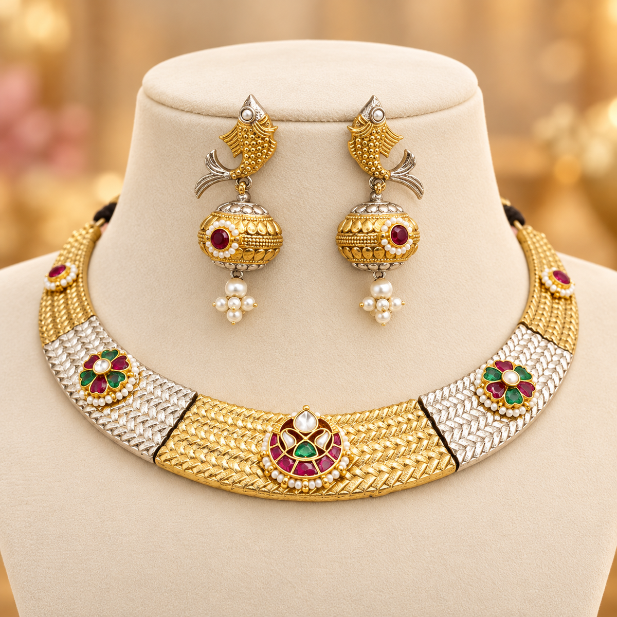 Paachi Kundan Dual-Tone Necklace