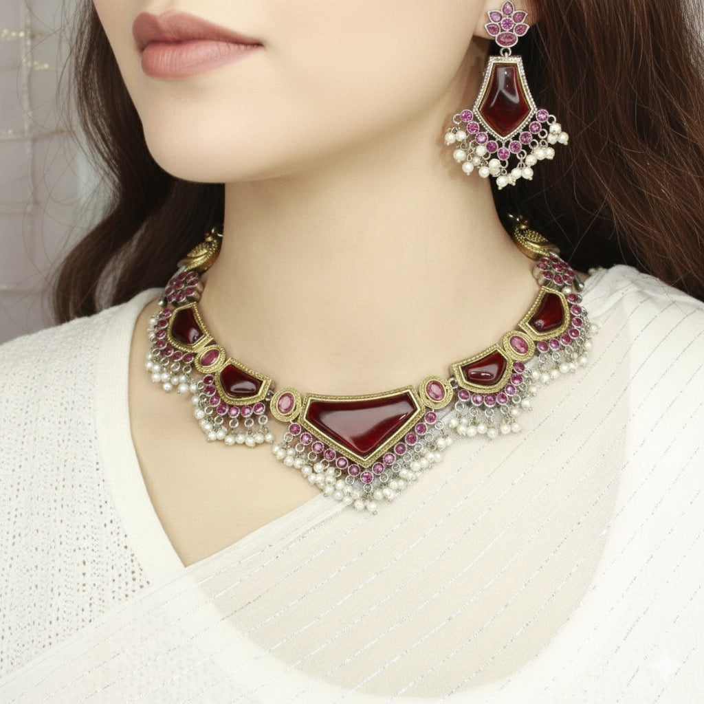 SAYA DUAL-TONE NECKLACE-RED
