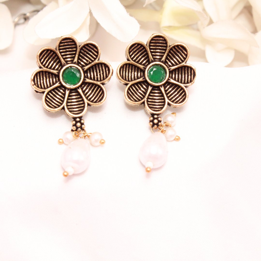 AARYA DUAL TONE NECKLACE SET - GREEN