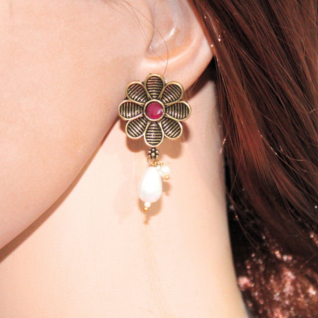 AARYA DUAL TONE NECKLACE SET - RED