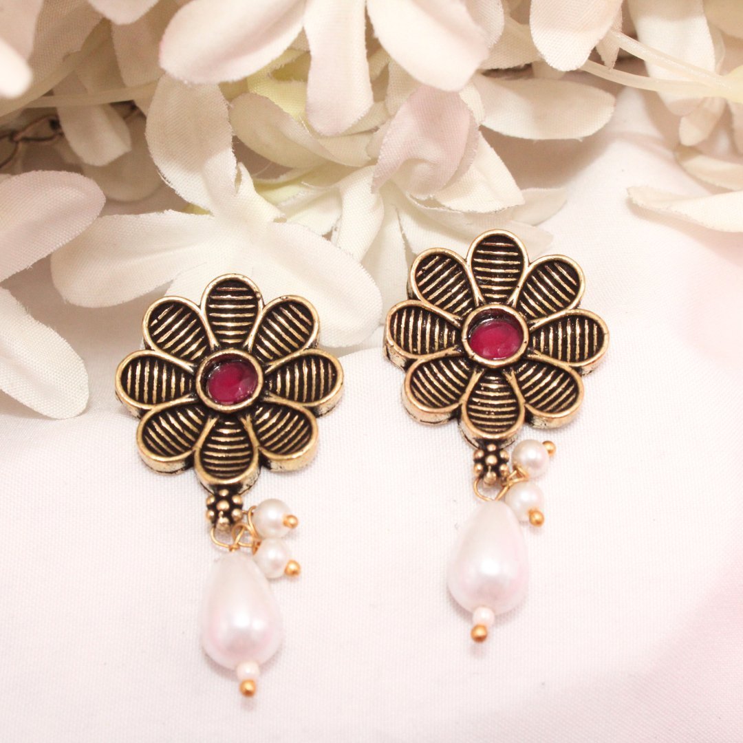 AARYA DUAL TONE NECKLACE SET-RED & GREEN