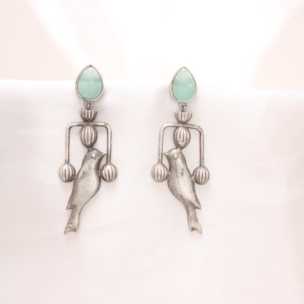 AMBER BIRD DANGLER - LIGHT TURQUOISE