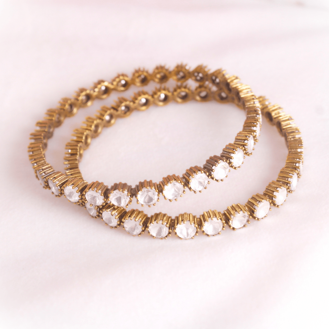 ANTIQUE ROUND POLKI BANGLES - SET OF 2