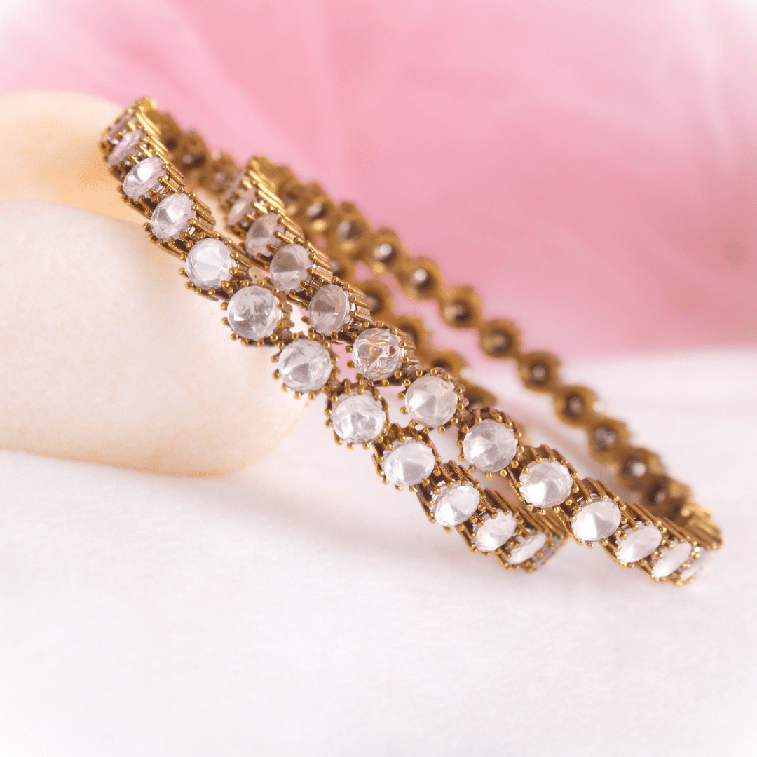 ANTIQUE ROUND POLKI BANGLES - SET OF 2