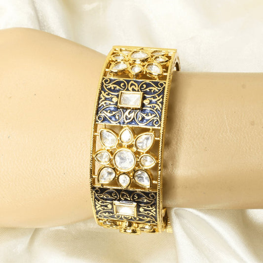 BLOCK MEENAKARI AND POLKI KADA-BLUE