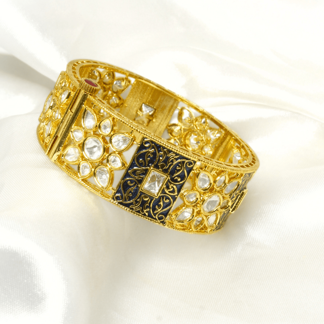 BLOCK MEENAKARI AND POLKI KADA - BLUE