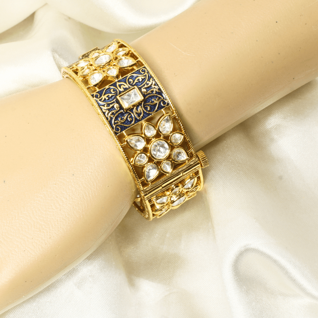 BLOCK MEENAKARI AND POLKI KADA - BLUE