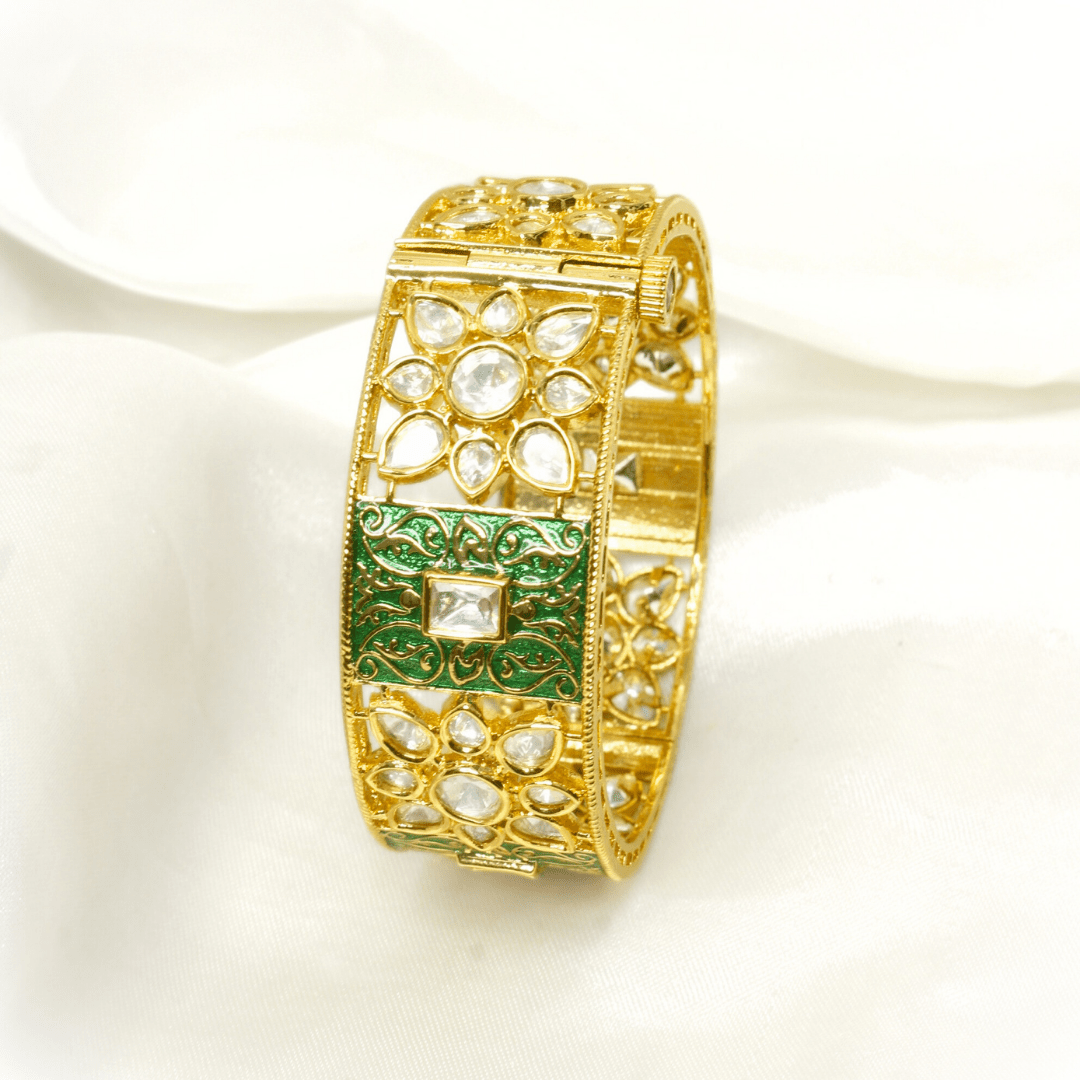 BLOCK MEENAKARI AND POLKI KADA - GREEN