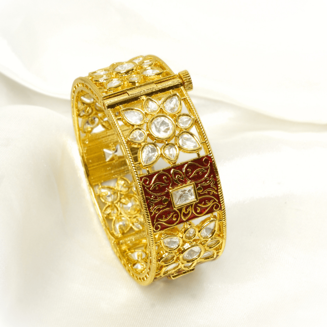 BLOCK MEENAKARI AND POLKI KADA - RED
