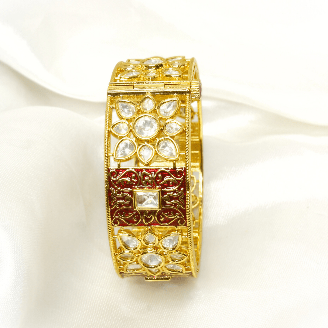BLOCK MEENAKARI AND POLKI KADA - RED