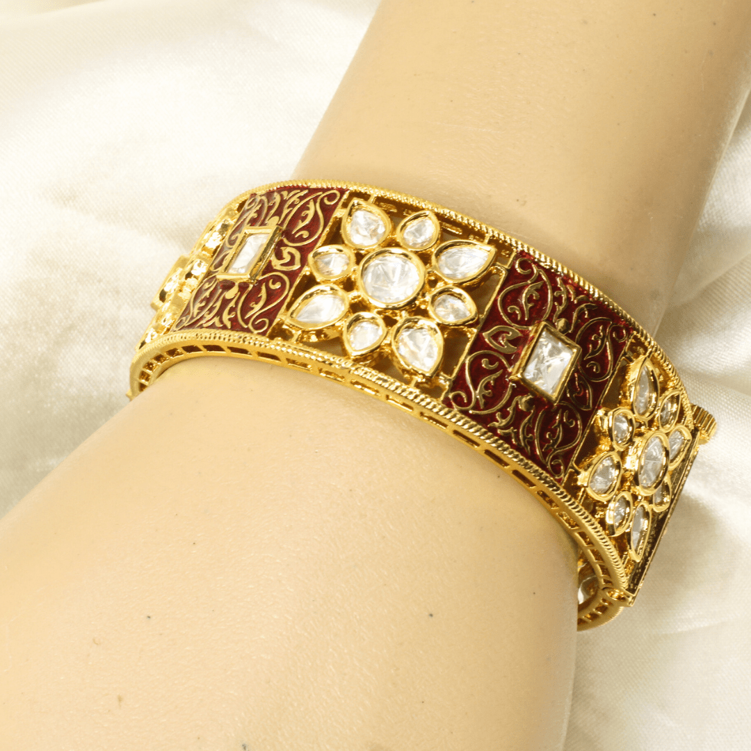 BLOCK MEENAKARI AND POLKI KADA - RED