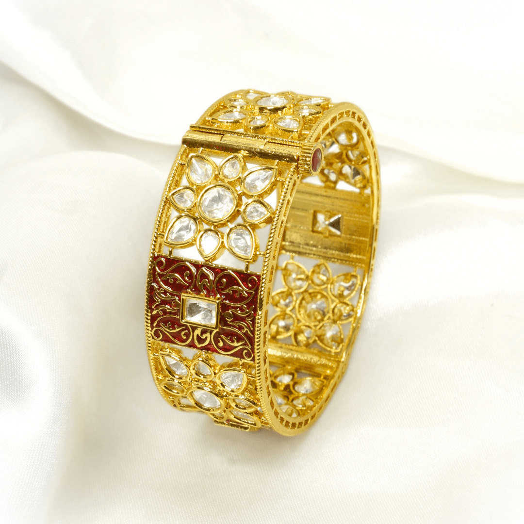 BLOCK MEENAKARI AND POLKI KADA - RED