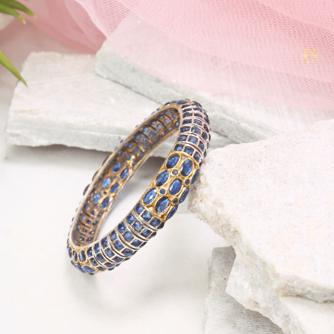 BLUE NAGINA BANGLES - DUAL - TONE FINISH - SET OF 2