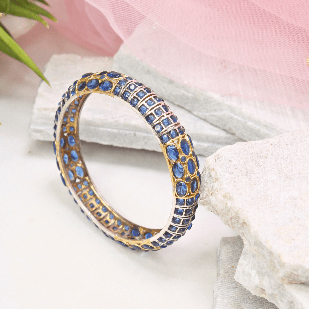 BLUE NAGINA BANGLES - DUAL - TONE FINISH - SET OF 2