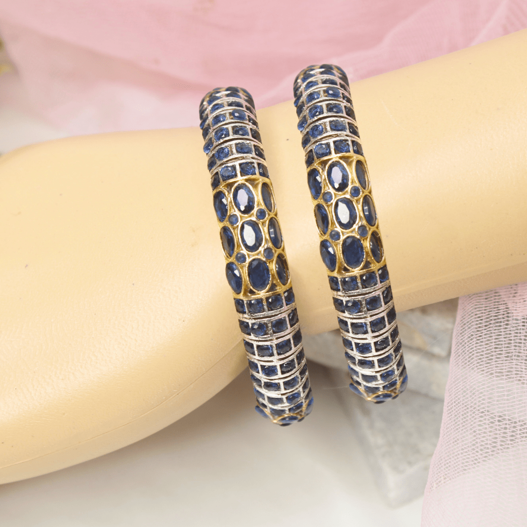 BLUE NAGINA BANGLES - DUAL - TONE FINISH - SET OF 2