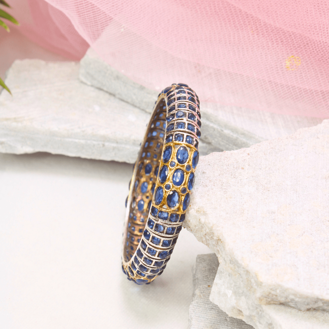 BLUE NAGINA BANGLES - DUAL - TONE FINISH - SET OF 2