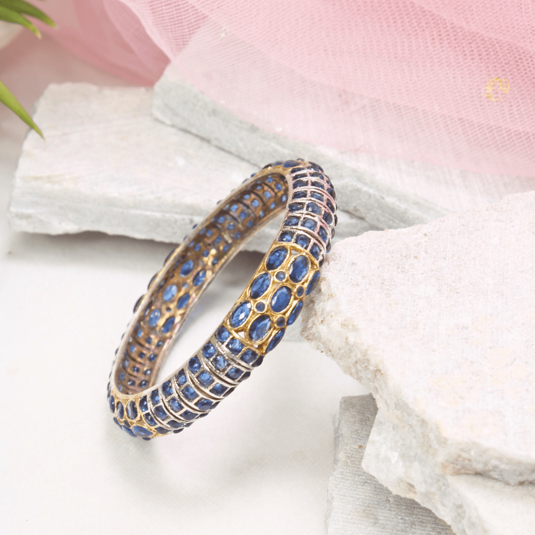 BLUE NAGINA BANGLES - DUAL - TONE FINISH - SET OF 2
