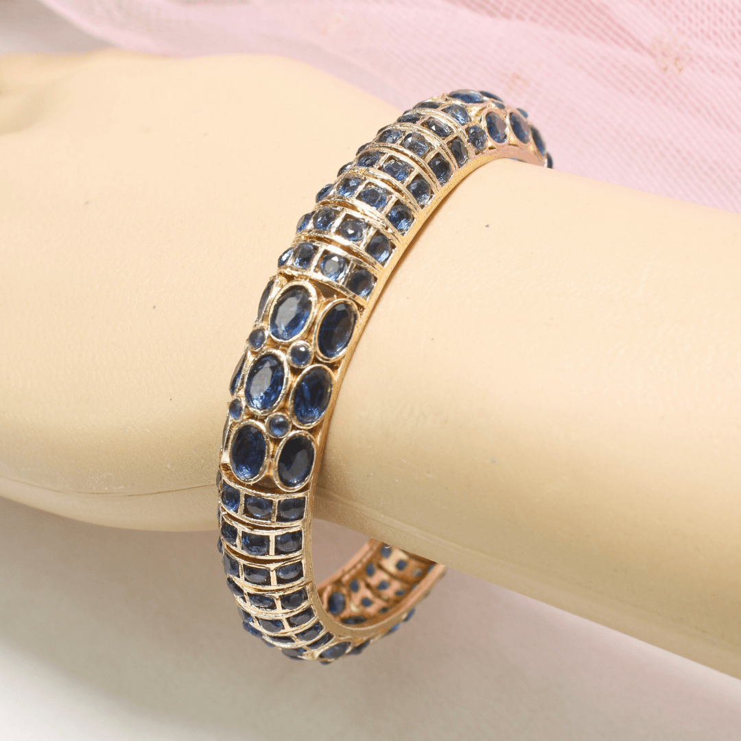 BLUE NAGINA BANGLES - GOLDEN FINISH - SET OF 2