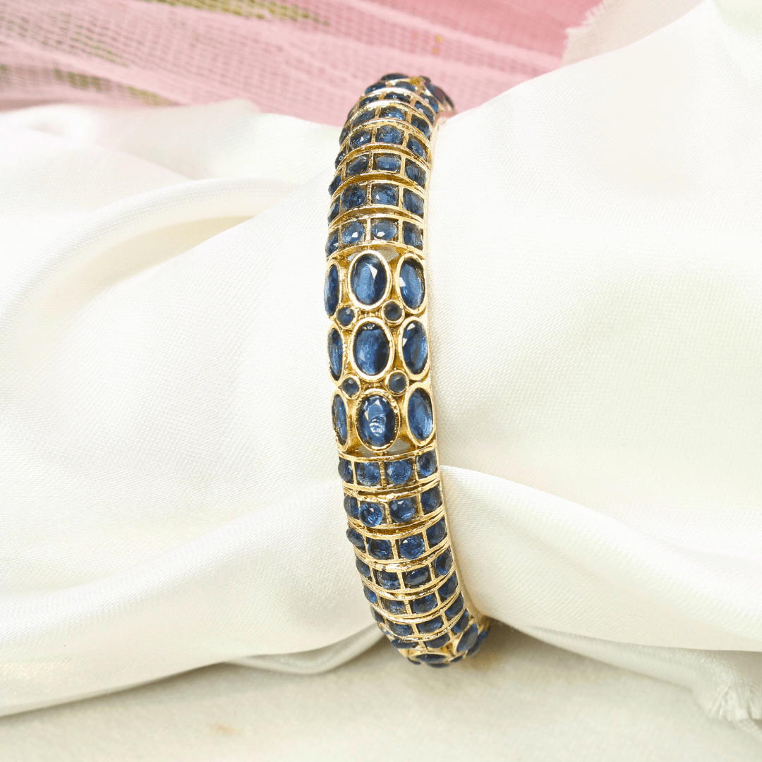 BLUE NAGINA BANGLES - GOLDEN FINISH - SET OF 2