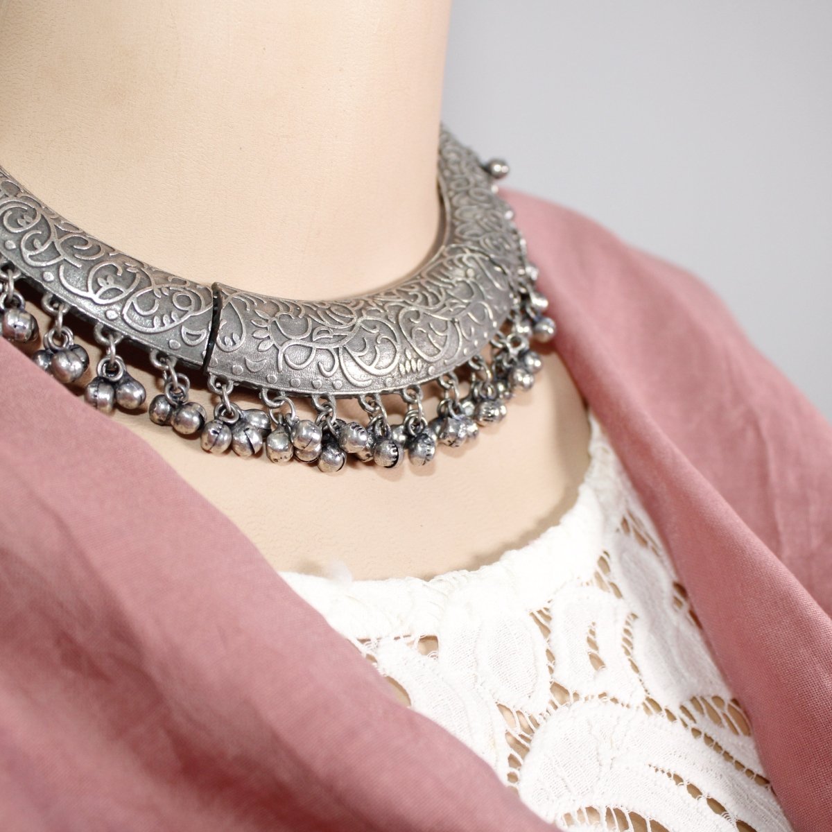 BOHO SILVER REPLICA HASLI NECKLACE - GREEN
