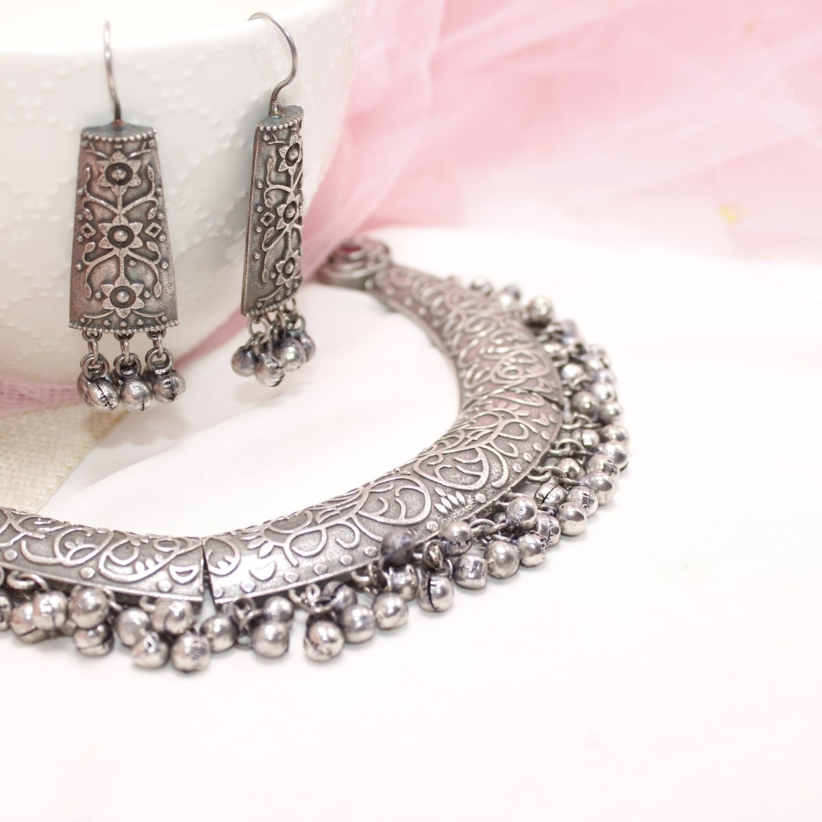 BOHO SILVER REPLICA HASLI NECKLACE - RED