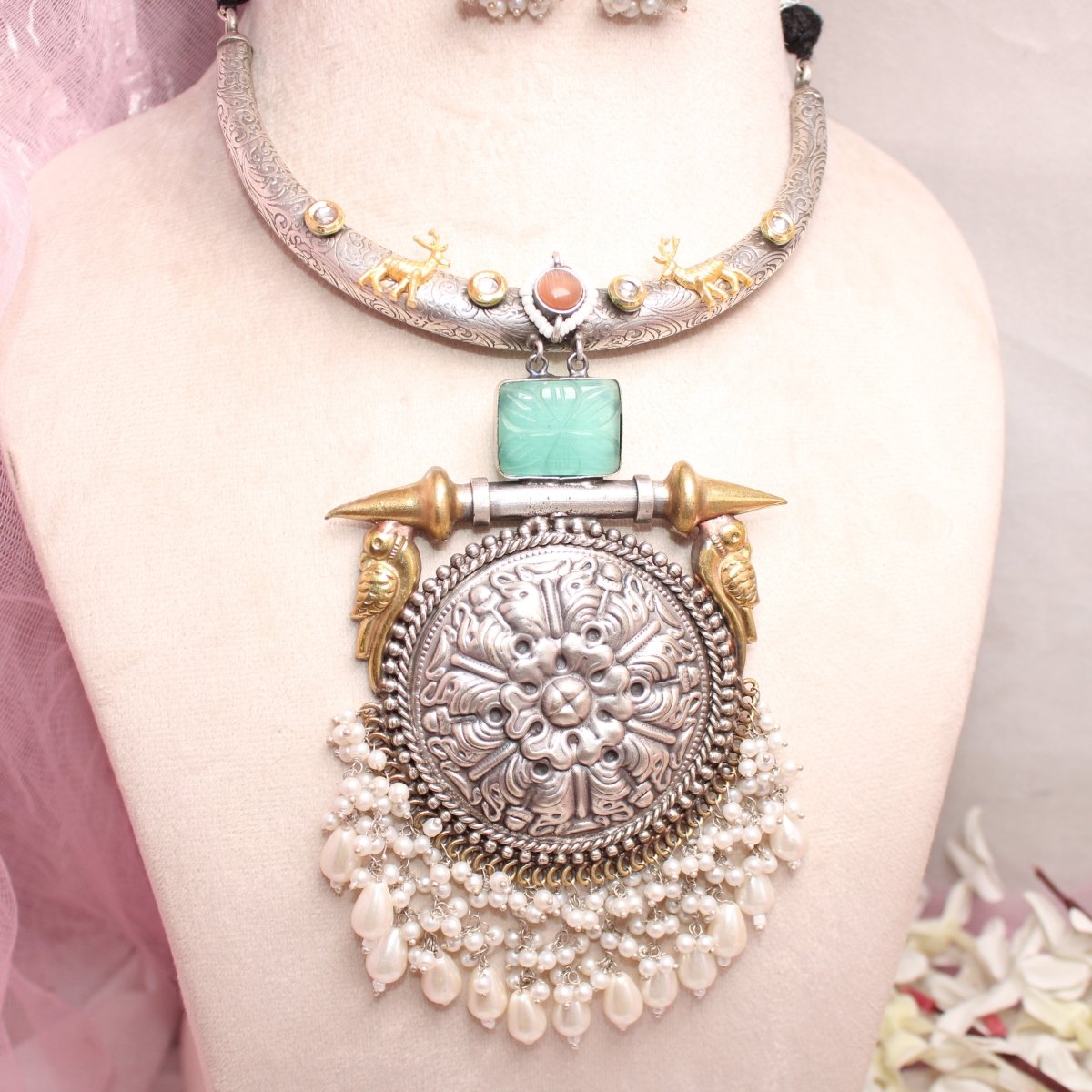 BOHO CHAKRA PATTERN HASLI NECKLACE - TURQUOISE
