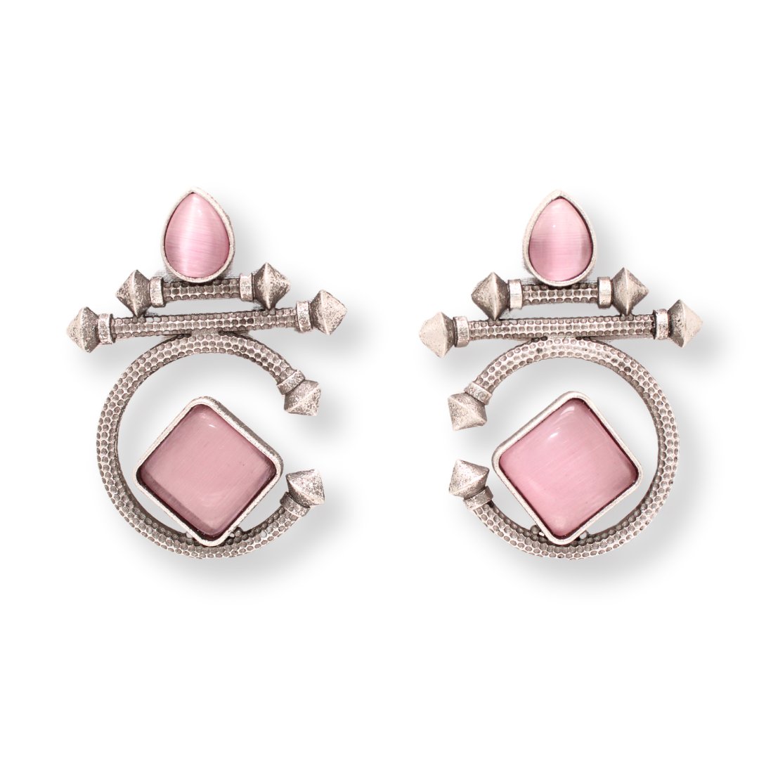 C - SHAPE STUD TYPE DANGLER - PINK