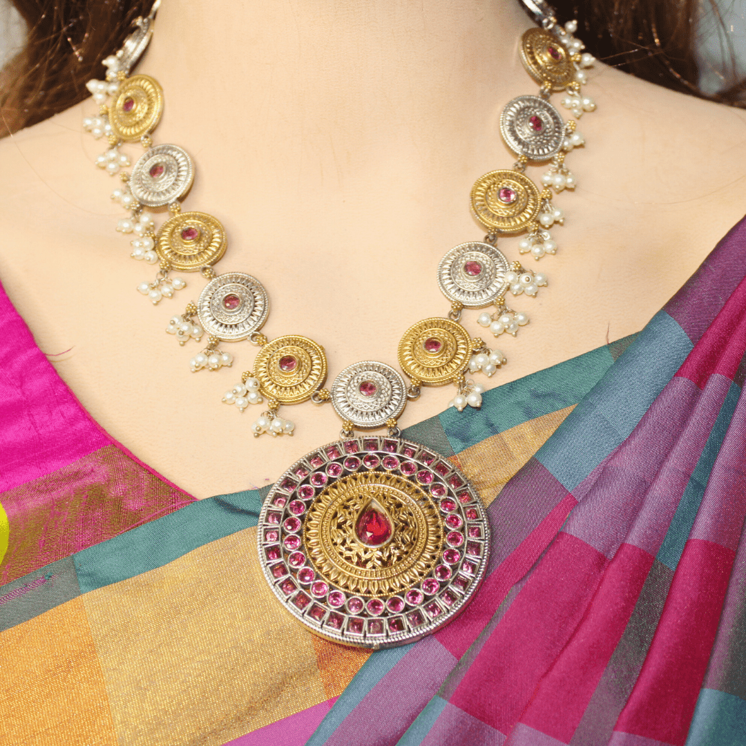CHAKRA RAJWADI DUAL - TONE NECKLACE SET