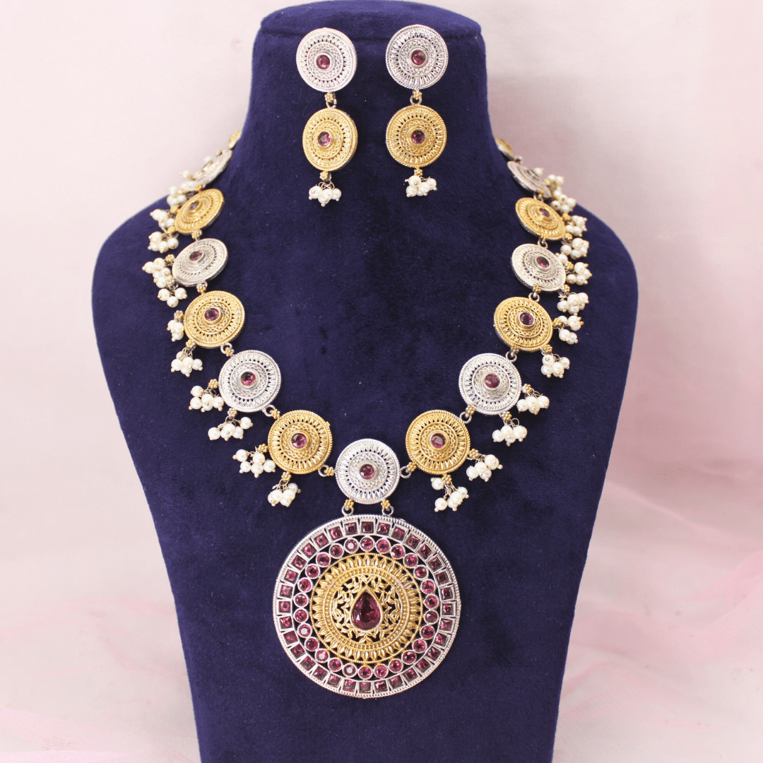 CHAKRA RAJWADI DUAL - TONE NECKLACE SET