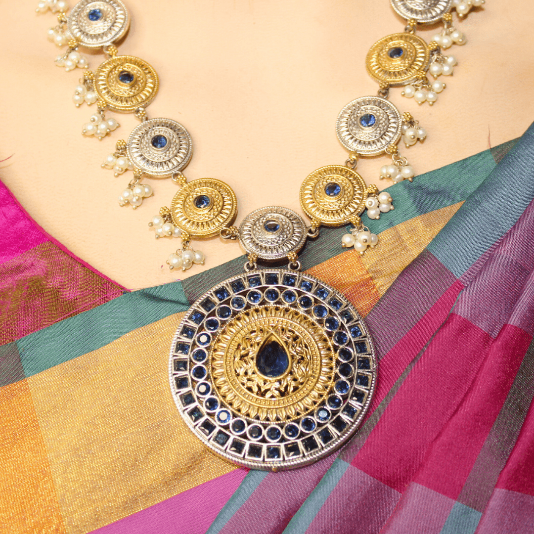 CHAKRA RAJWADI DUAL - TONE NECKLACE SET
