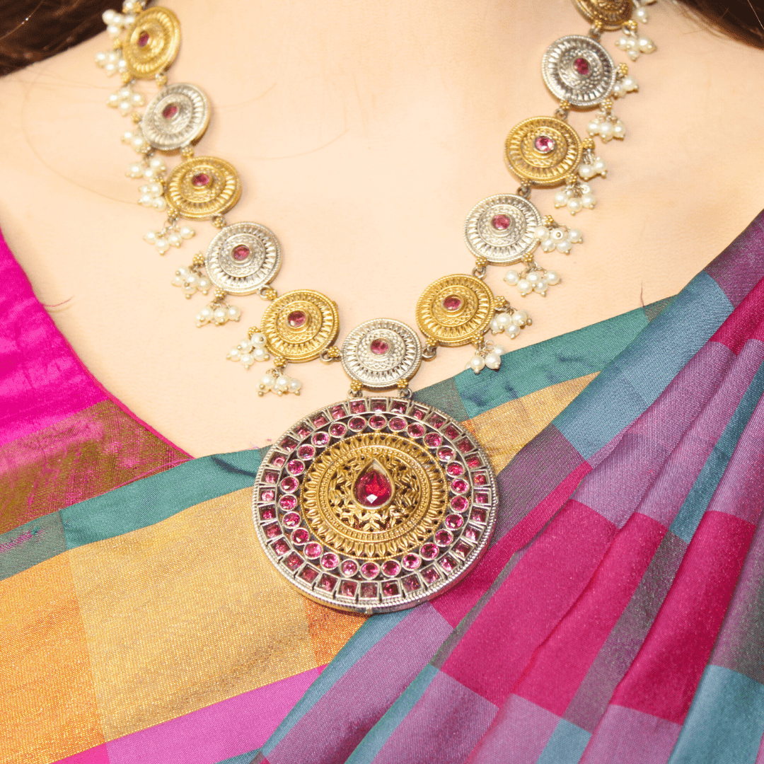CHAKRA RAJWADI DUAL - TONE NECKLACE SET