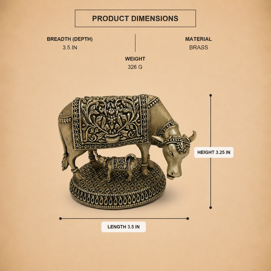Cow & Calf Brass Idol — product dimensions
