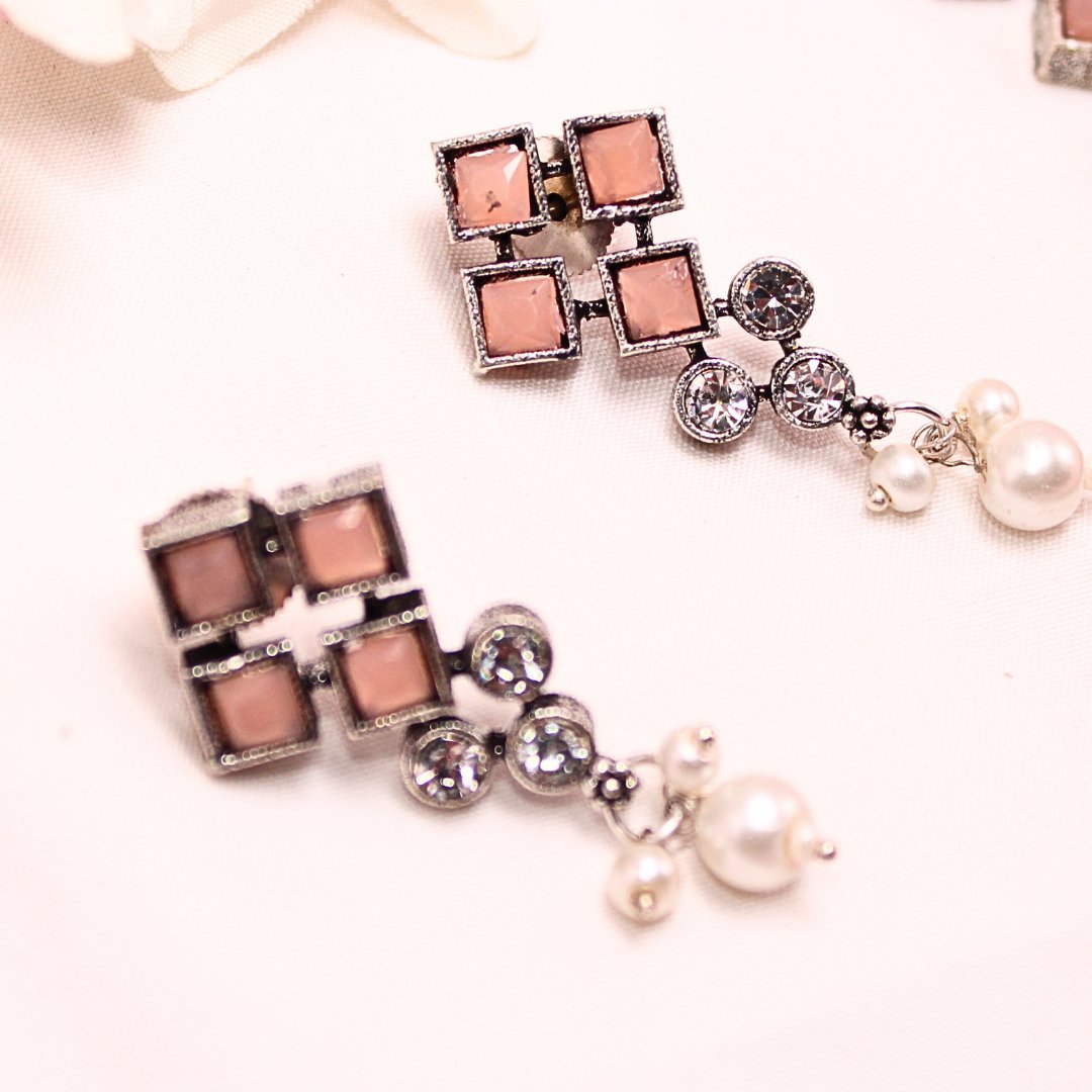 CRYSTAL NECKLACE SET - PEACH