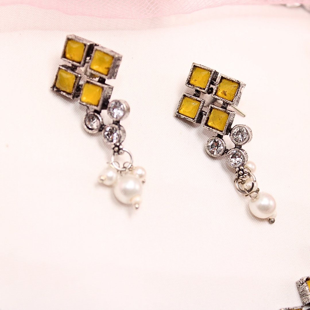 CRYSTAL NECKLACE SET - YELLOW