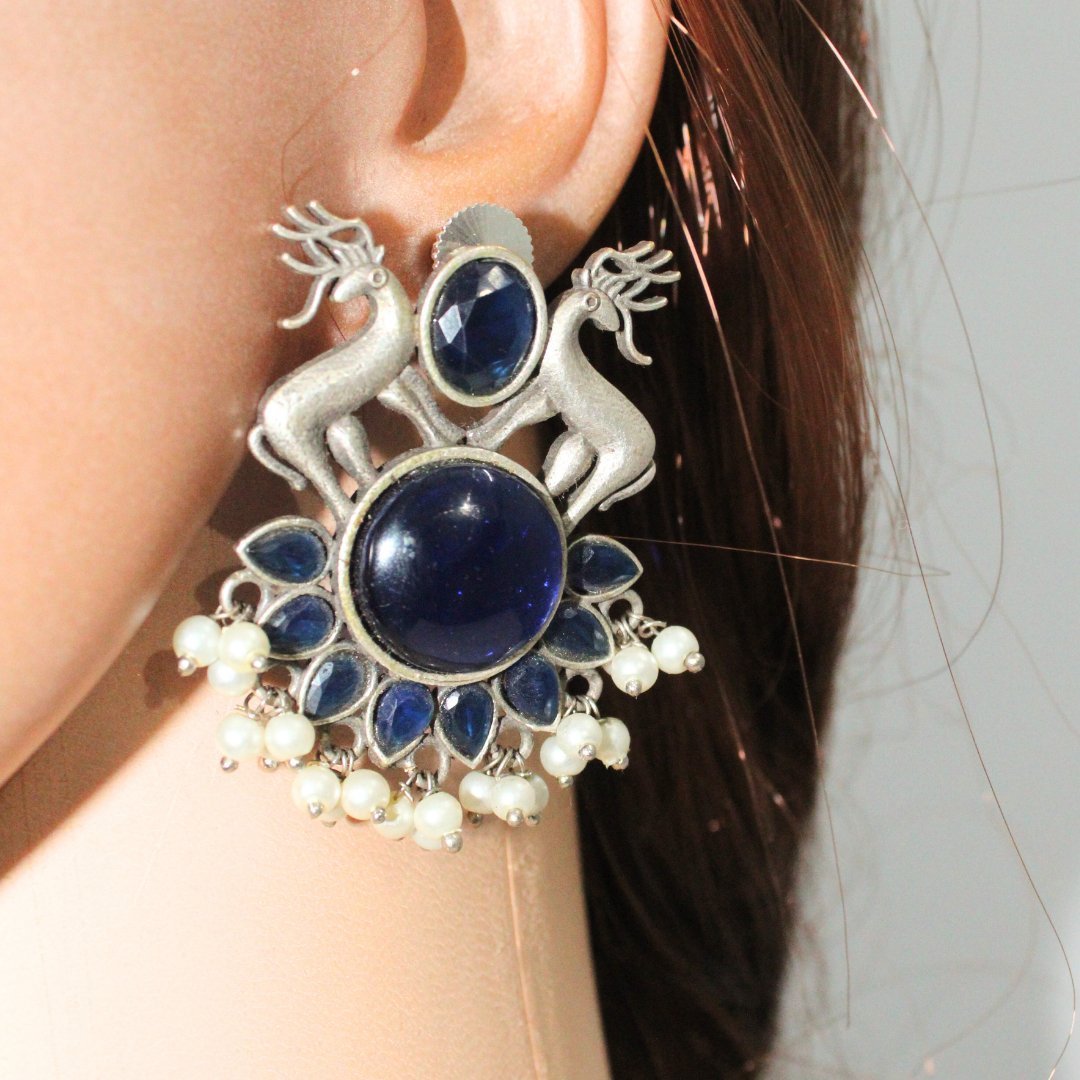 DEER PAIR NECKLACE SET-BLUE