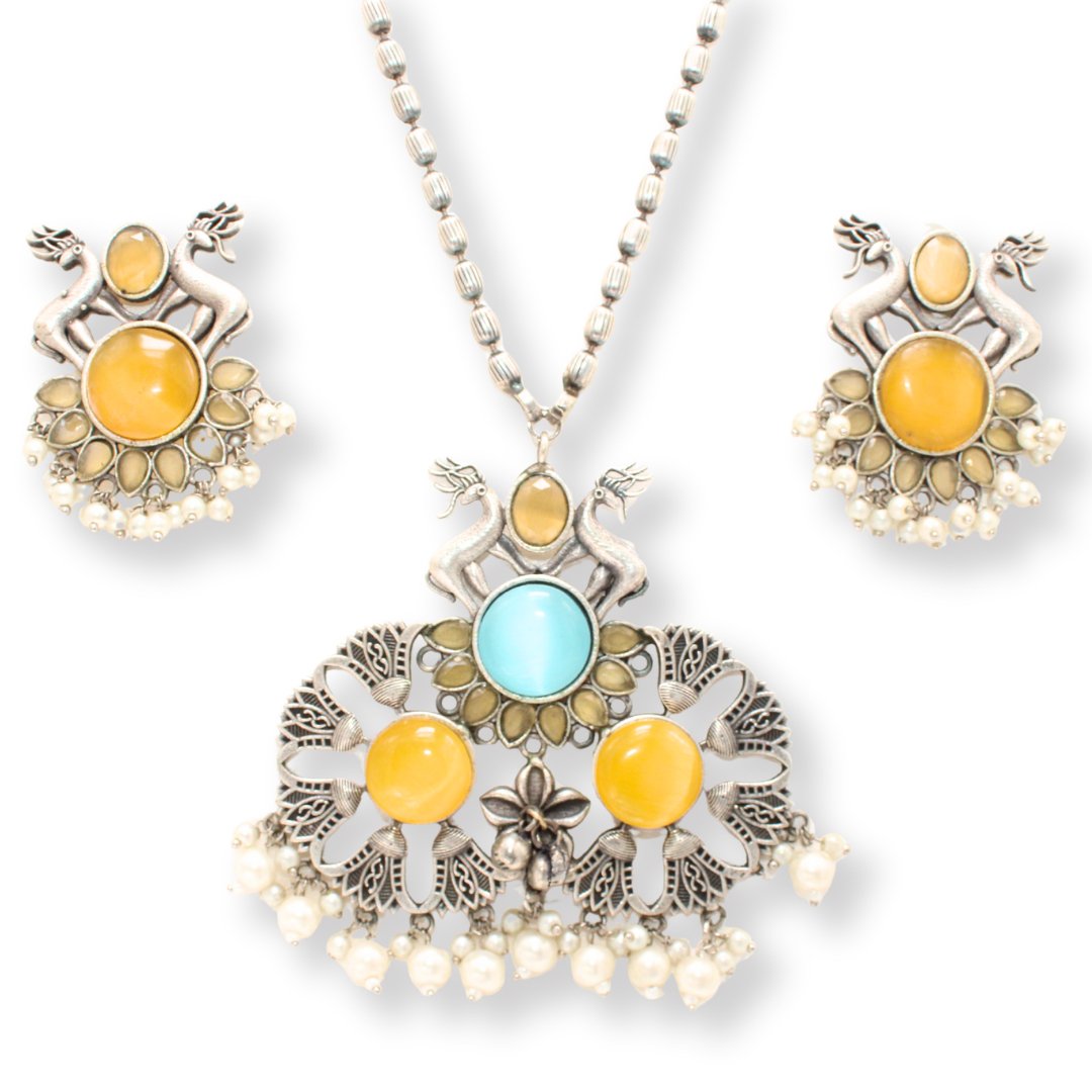 DEER PAIR NECKLACE SET - YELLOW