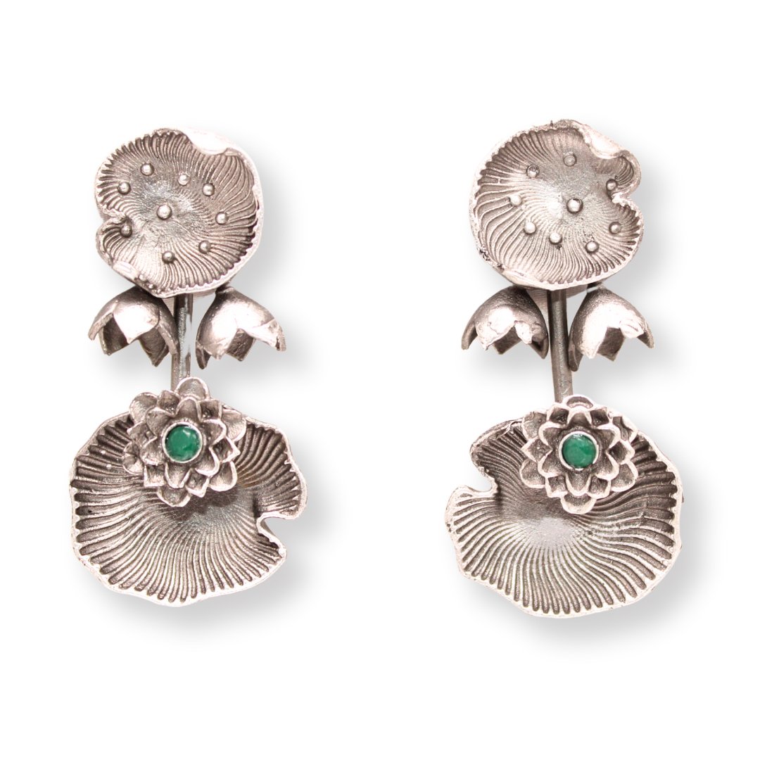DOUBLE SEA SHELL PATTERN EARRING - GREEN