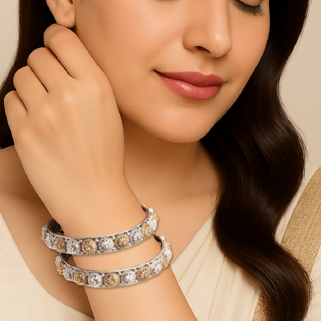 DUAL - TONE CHAKRA RAJPUTANA BANGLE PAIR - SET OF 2 BANGLES