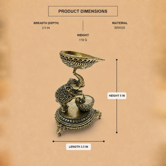 Elephant Brass Diya — product dimensions