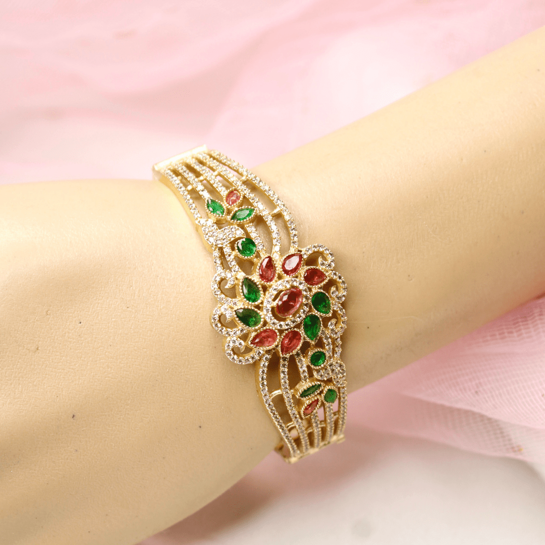Floral Cluster Kada Emerald Green & Ruby Red