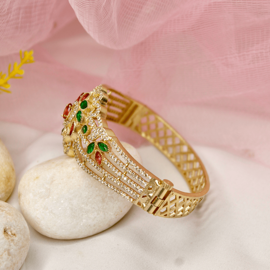Floral Cluster Kada Emerald Green & Ruby Red