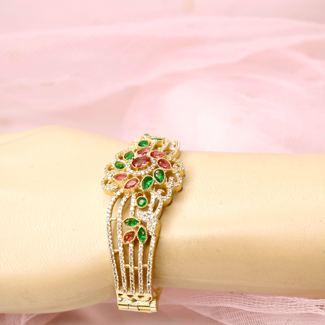 Floral Cluster Kada Emerald Green & Ruby Red