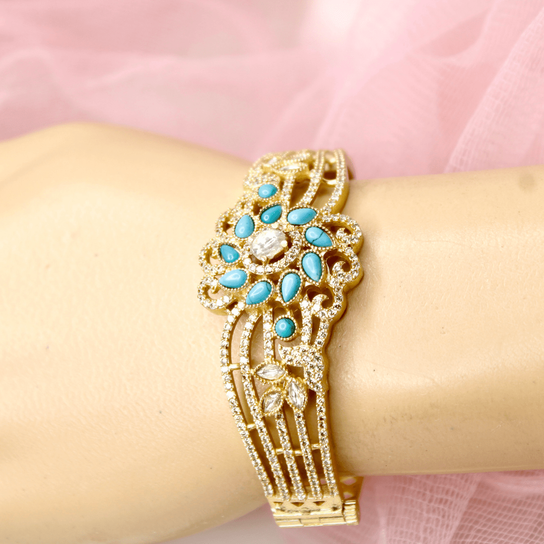 Floral Cluster Kada Turquoise Blue