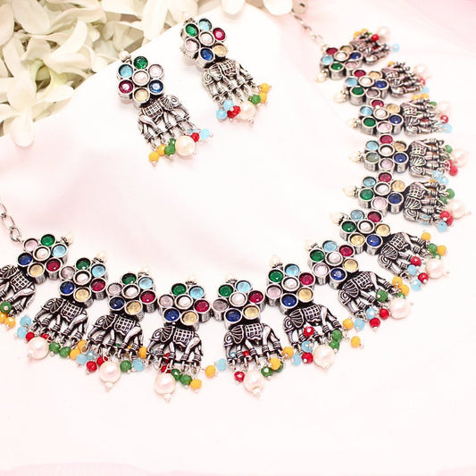 Gaj Necklace Set-Multicolour – front product view