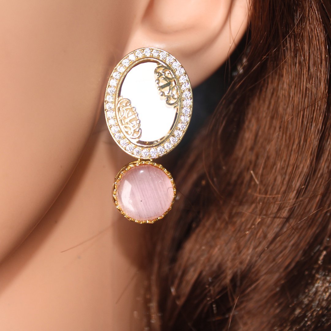 GULMOHAR - MOTHER OF PEARL STONE NECKLACE SET - MAUVE & MINT