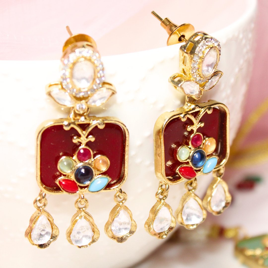 GULMOHAR - POLKI & STONE NECKLACE - MULTICOLOUR