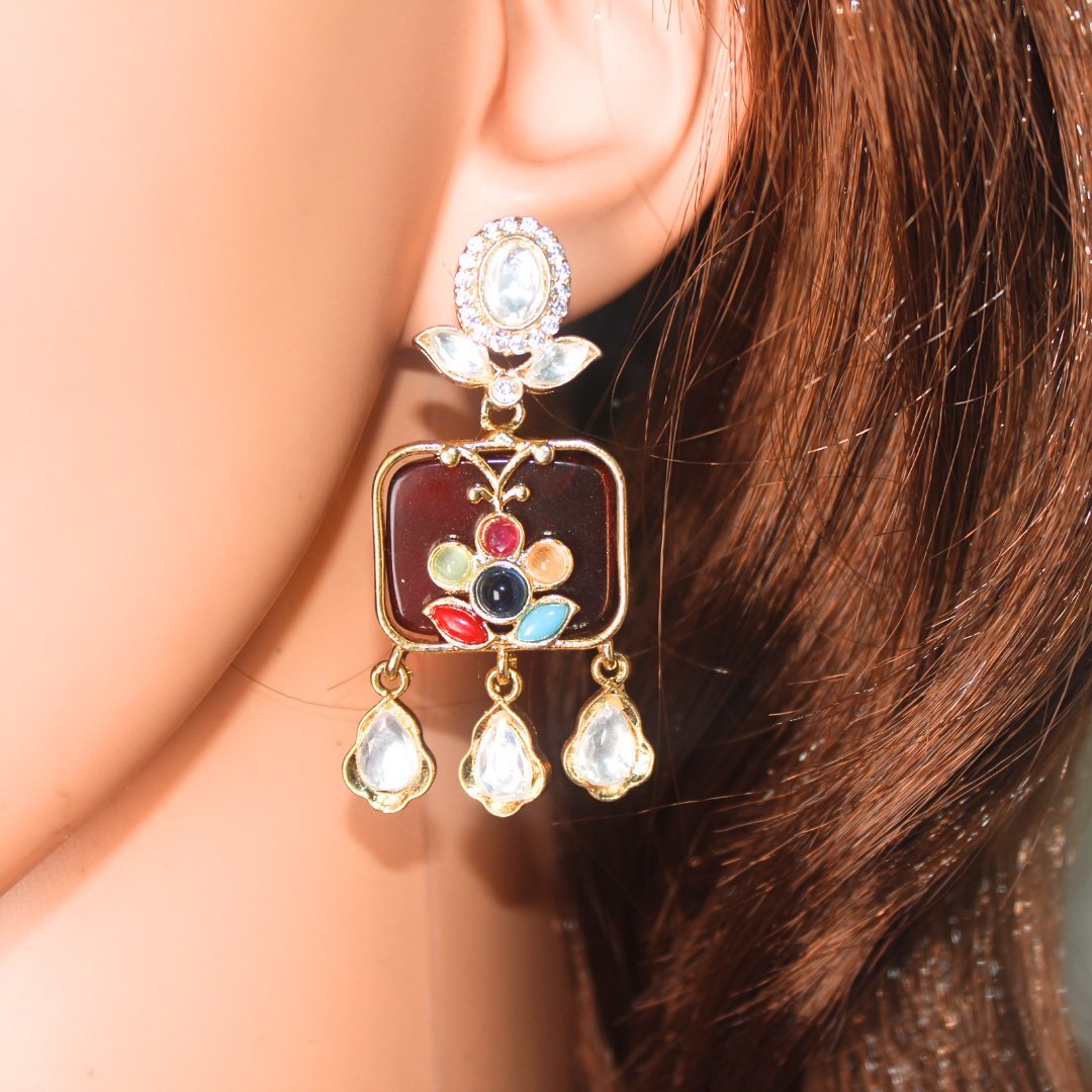 GULMOHAR - POLKI & STONE NECKLACE - MULTICOLOUR